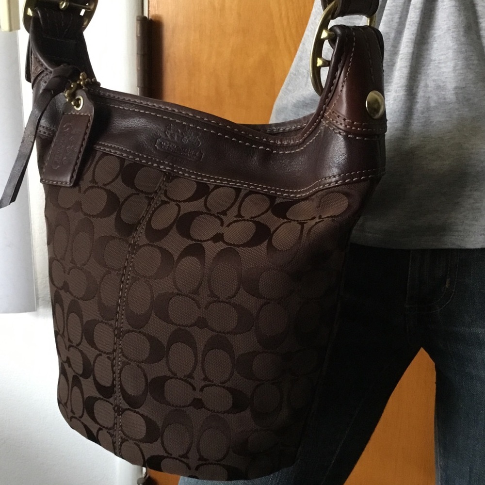 Coach Chocolate Brown Canvas & Leather Signature